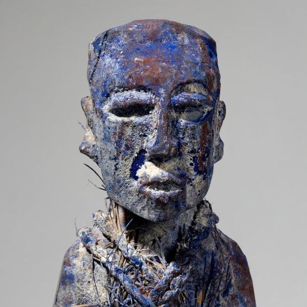 Sold A TEXTURAL BLUE PIGMENT POWER OBJECT EWE TRIBE FROM GHANA( No 1779)