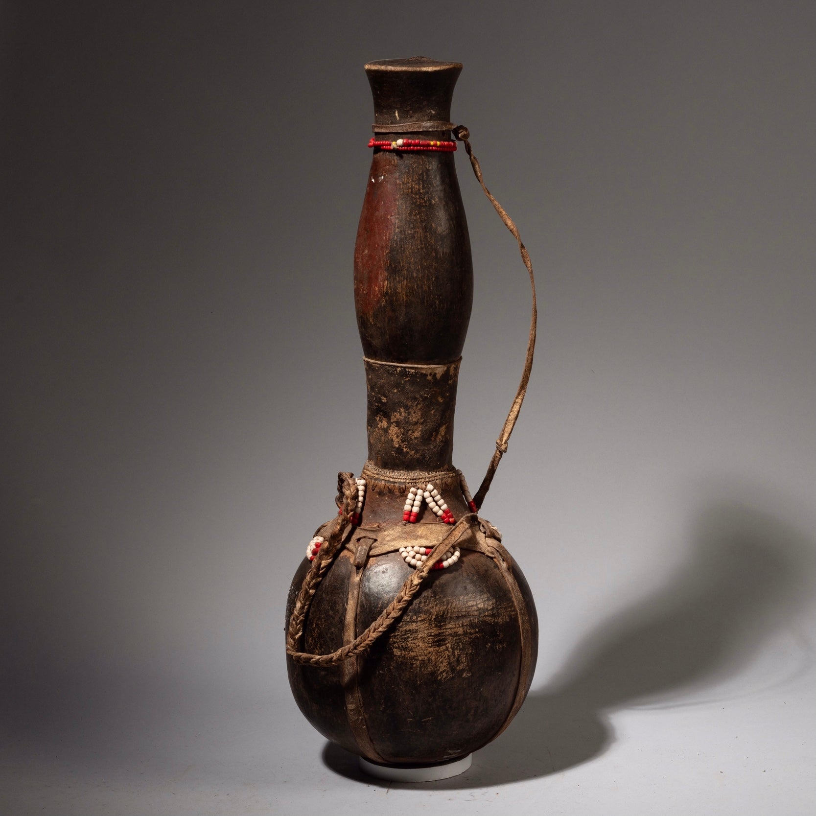 A WONDERFULLY PATINATED GOURD VESSEL FROM TURKANA TRIBE KENYA E. AFRICA ( No 1809)