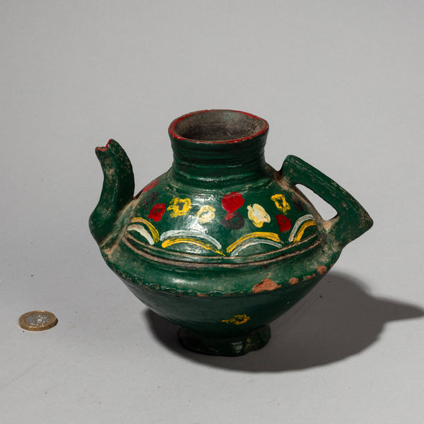 A CLAY TEAPOT FOR MINT TEA FROM THE FULANI TRIBE OF NIGER, W.AFRICA  No 2027)