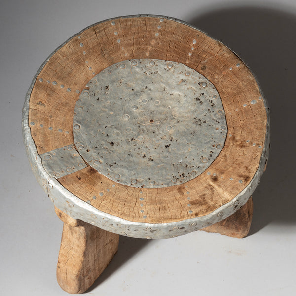 A METAL DECORATED STOOL FROM THE KAMBA TRIBE TANZANIA( No 2123)