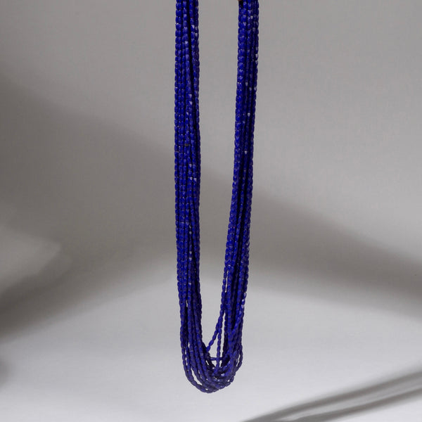 A GLORIOUS ELECTRIC BLUE MULTI STRAND  NECKLACE, BAULE TRIBE IVORY COAST W AFRICA ( No 427)