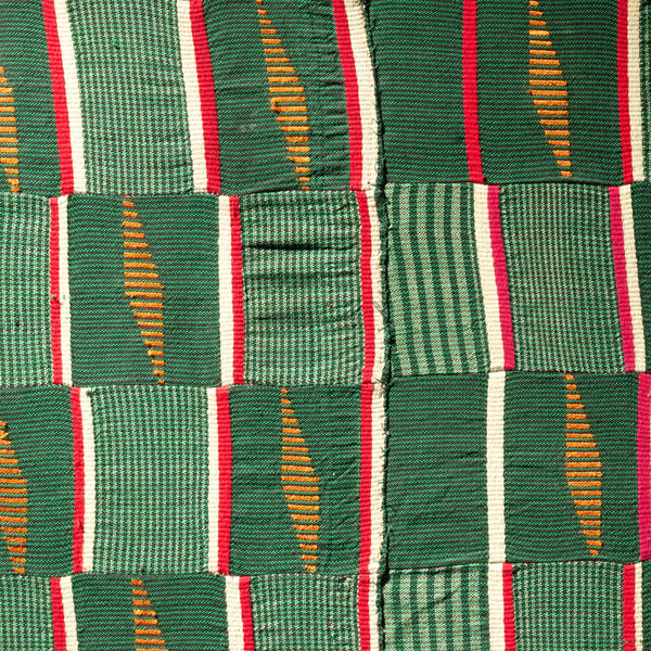 A GORGEOUS GREEN GRAPHIC EWE TRIBE CLOTH FROM GHANA ( No 1759)