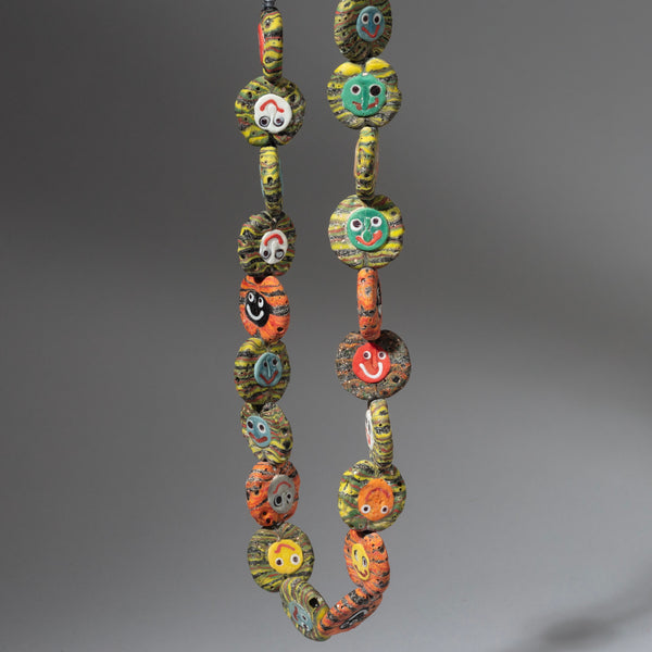 ARTISAN GLASS FACE BEAD NECKLACE FROM JAVA, INDONESIA ( No 1474)
