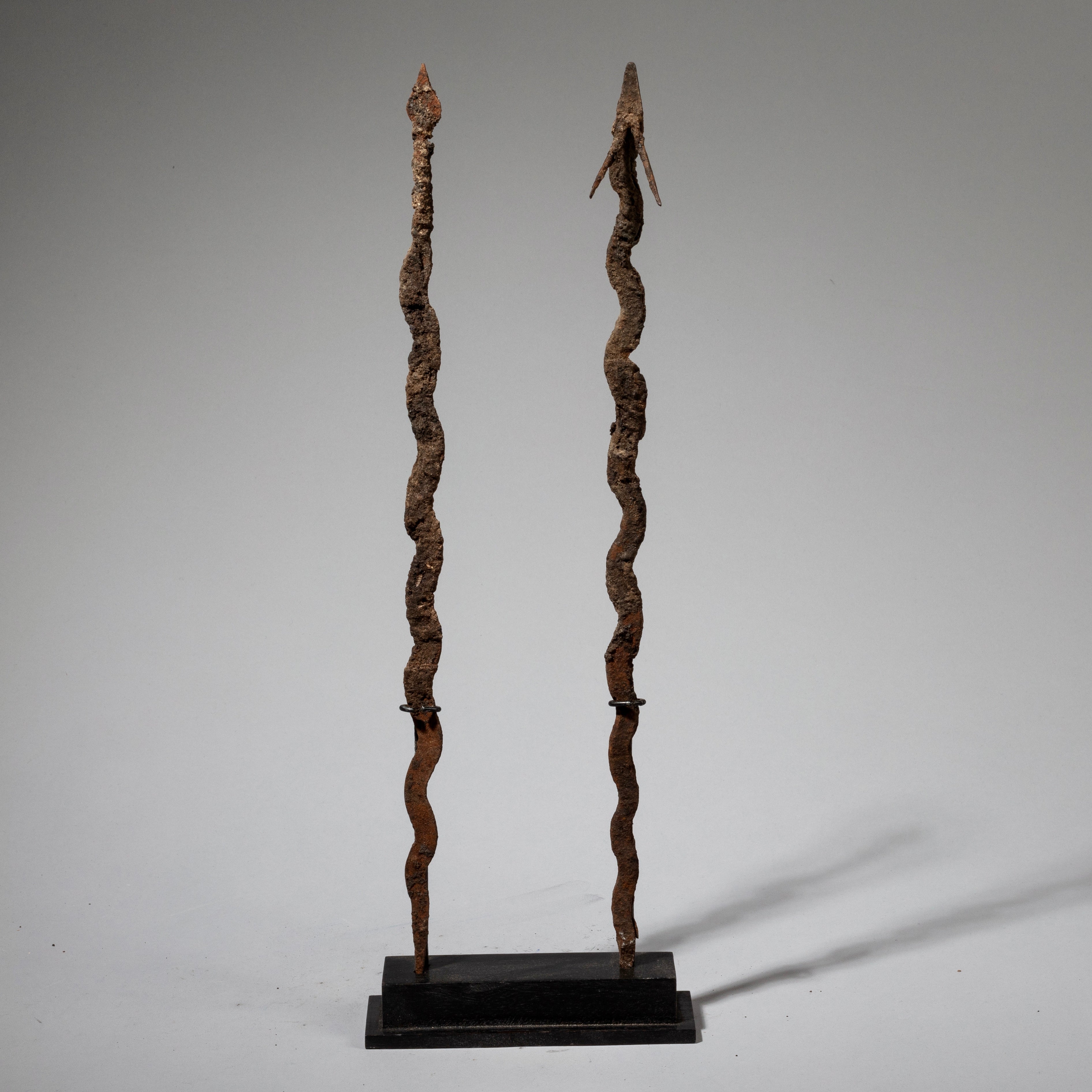 2 IRON SNAKES WITH ENCRUSTED PATINAS FROM THE LOBI TRIBE OF BURKINA FASO W AFRICA ( No 1771)