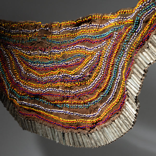 A SHAPELY + GRAPHIC BEAD LEATHER APRON, TOPOSA TRIBE EAST AFRICA ( No 1801)