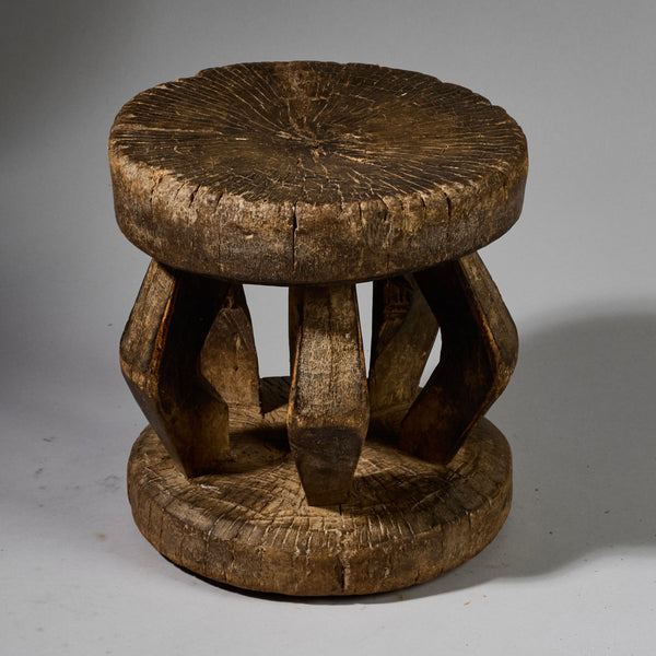 A SOLID GEOMETRIC STOOL FROM THE DOGON TRIBE OF MALI WEST AFRICA( No 6212)