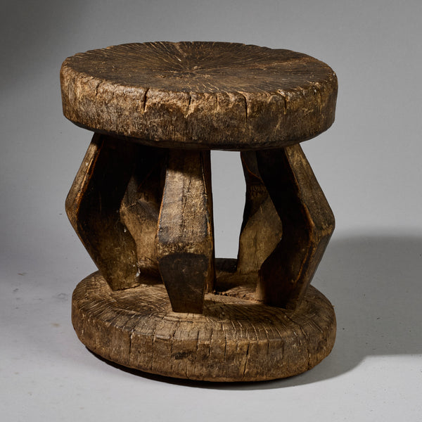 A SOLID GEOMETRIC STOOL FROM THE DOGON TRIBE OF MALI WEST AFRICA( No 6212)