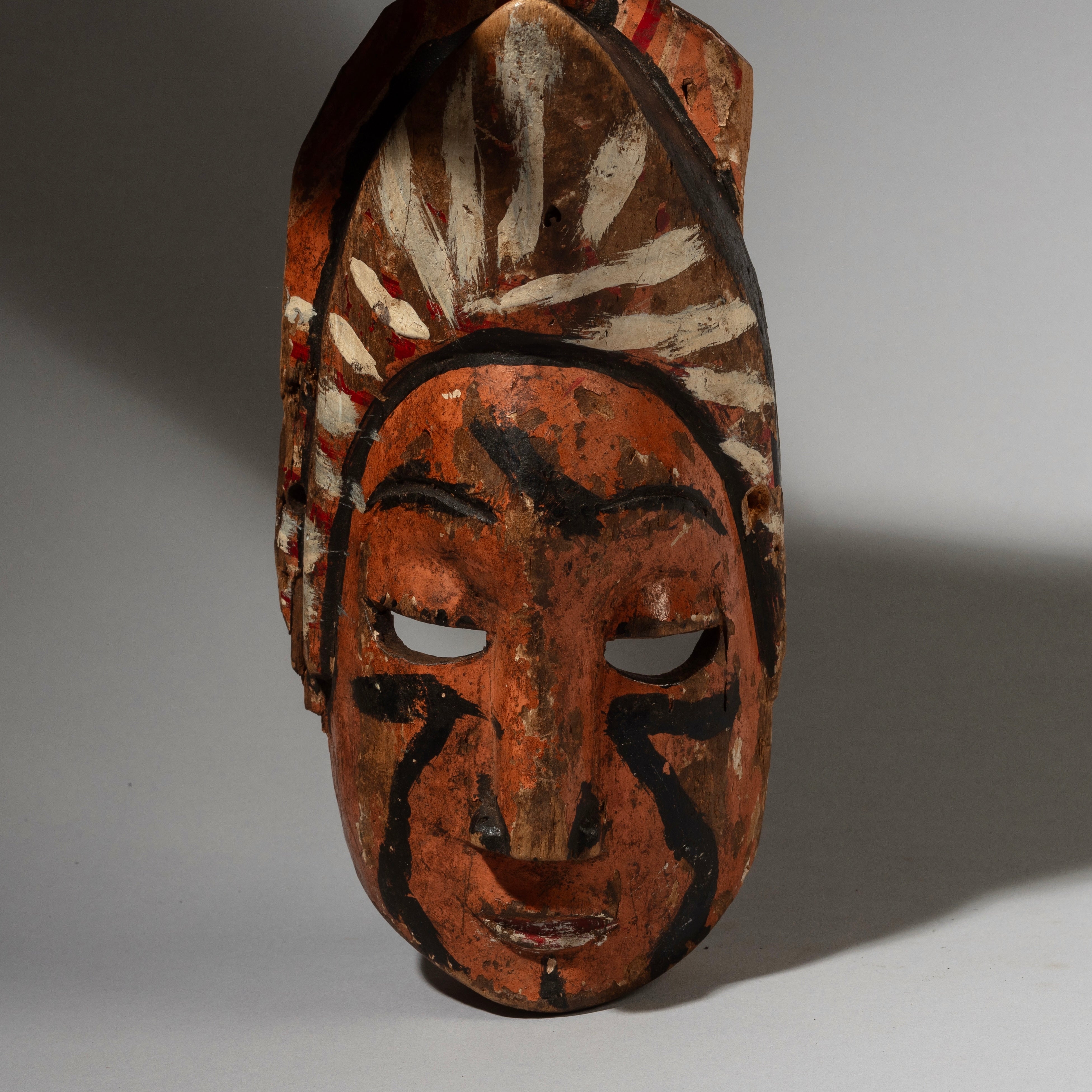 A CHARACTER RICH PAINTED IBIBIO MASK EX UK COLL. FROM NIGERIA W.AFRICA ( No 2948 ).