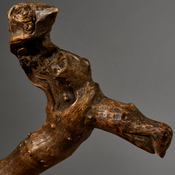 A CHUNKY ORGANIC STAFF FROM PARE TRIBE OF TANZANIA WITH BIRD MOTIFS EAST.AFRICA ( No 6215 )