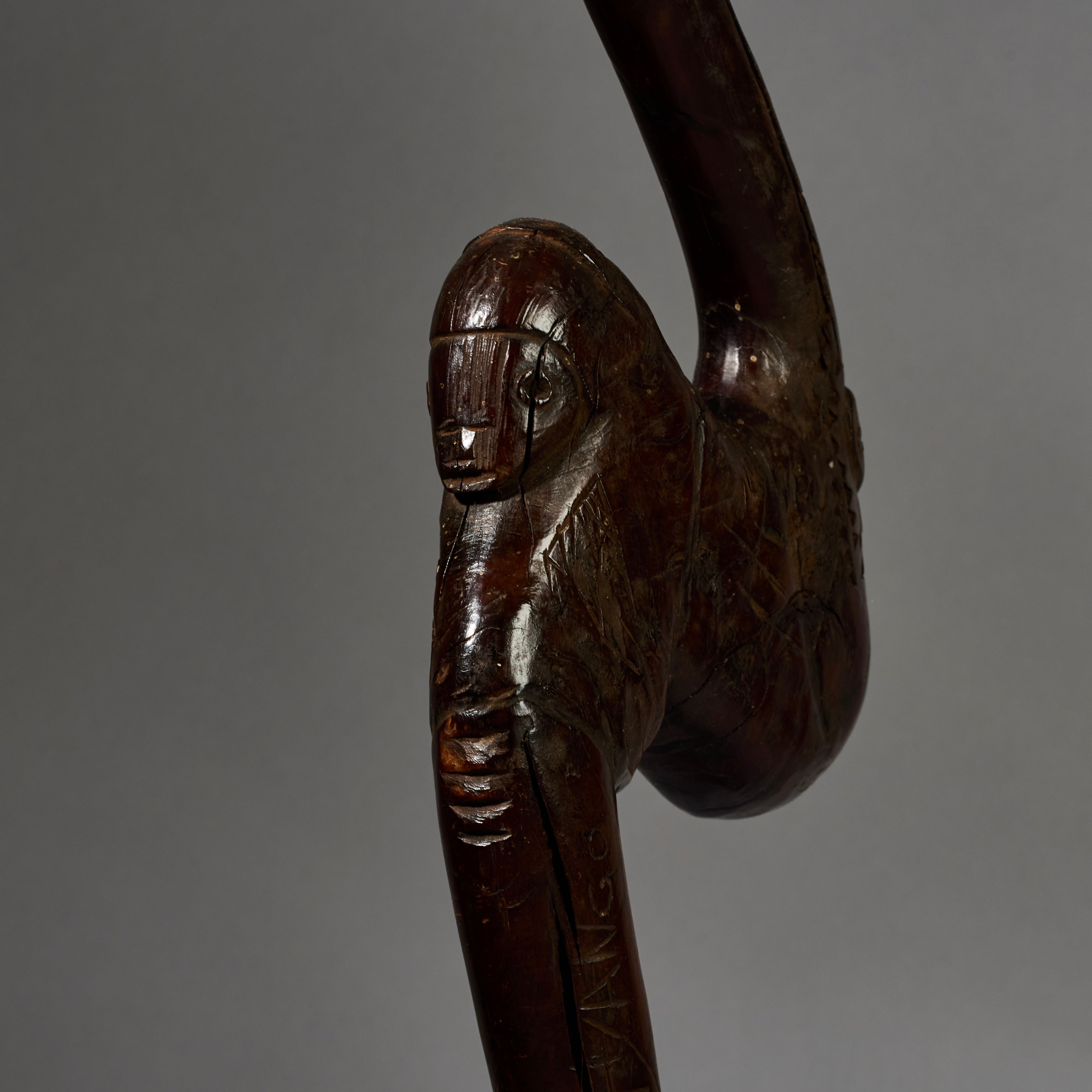 A SERPENTINE ORGANIC STAFF FROM GO GO TRIBE OF TANZANIA EAST.AFRICA ( No 6222)