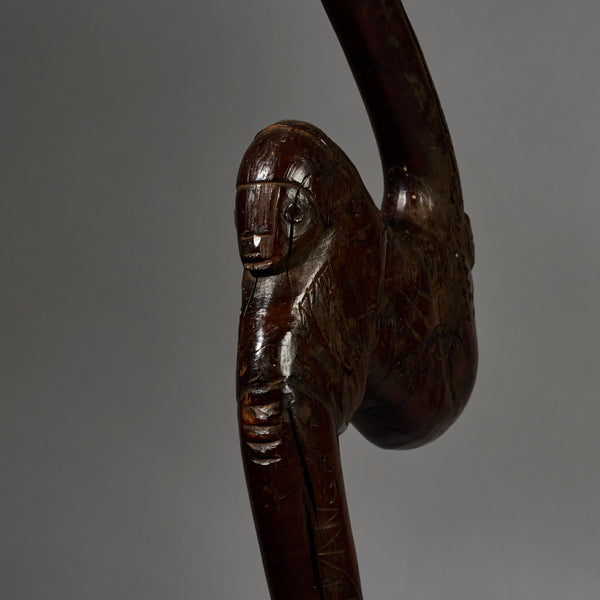 A SERPENTINE ORGANIC STAFF FROM GO GO TRIBE OF TANZANIA EAST.AFRICA ( No 6222)