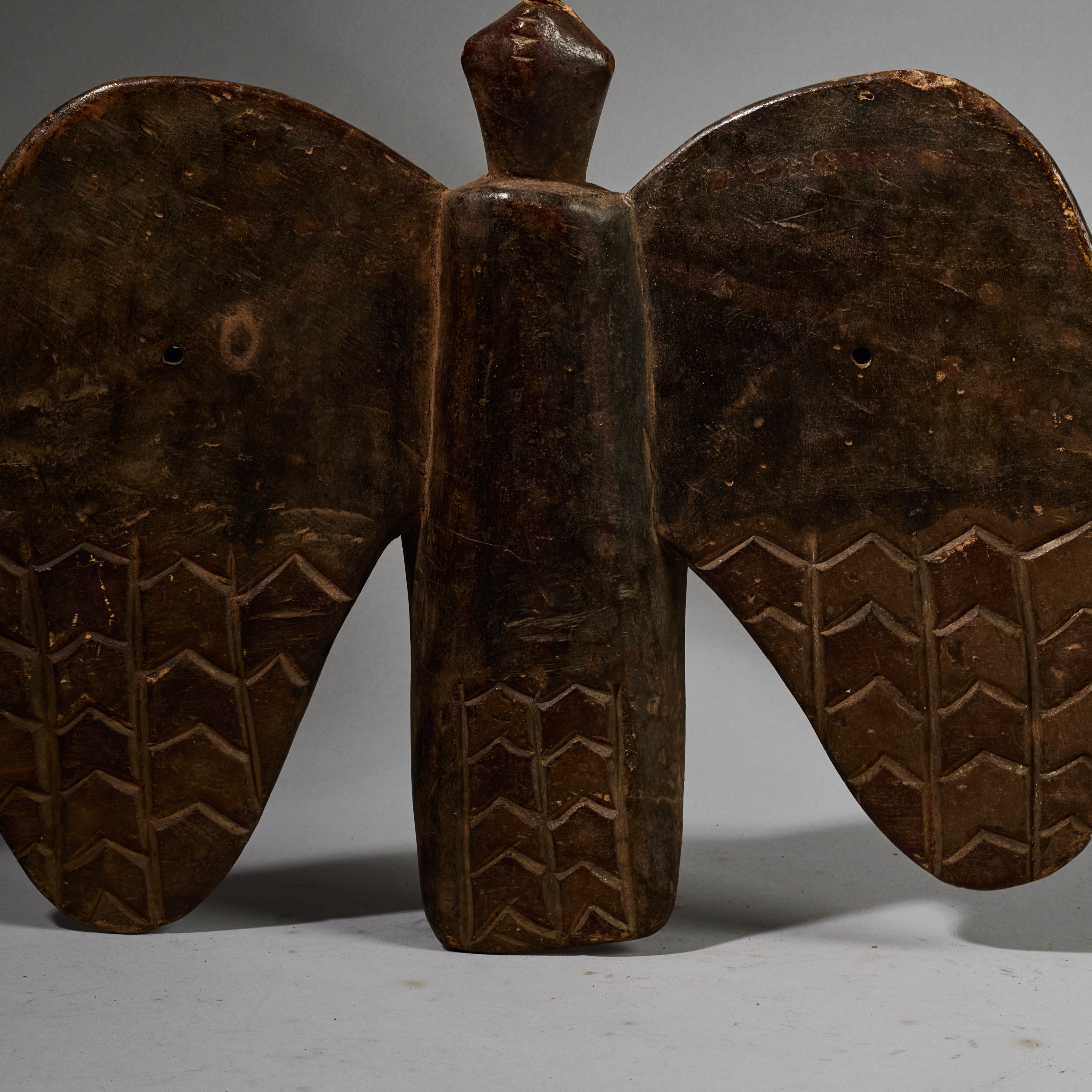 AN ENGRAVED FARMERS TROPHY BIRD, SENOUFO TRIBE OF THE IVORY COAST W.AFRICA ( No 6225 )