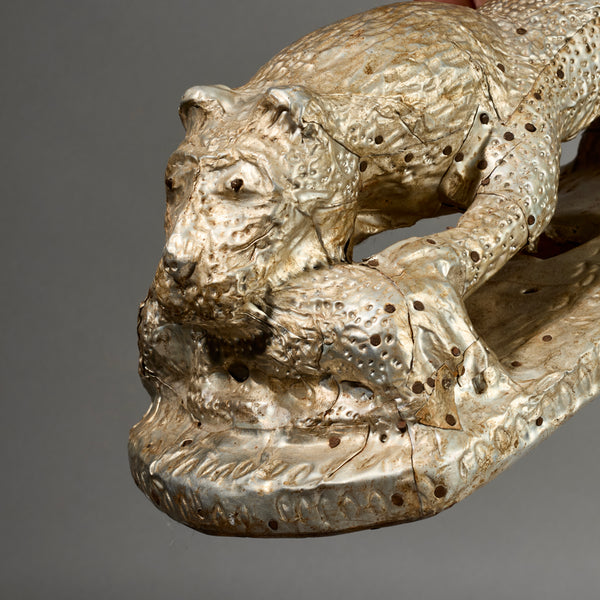 A RARE METAL COVERED LEOPARD PRESTIGE OBJECT , FON TRIBE OF BENIN, W.AFRICA( No 4642 ) (Copy)