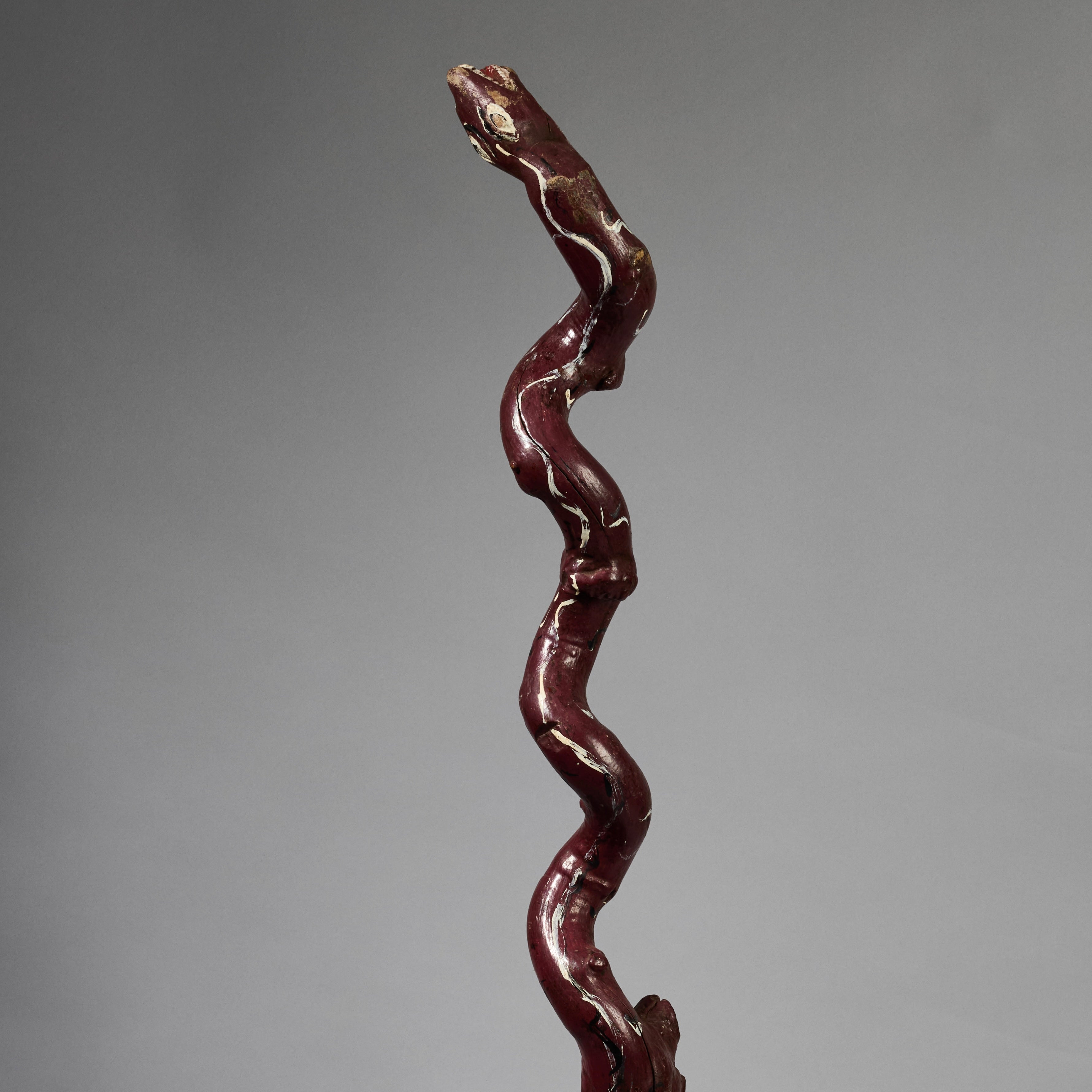 A UNIQUE SCULPTURAL TALL SNAKE TALISMAN FROM BURKINA FASO  ( No 6223)
