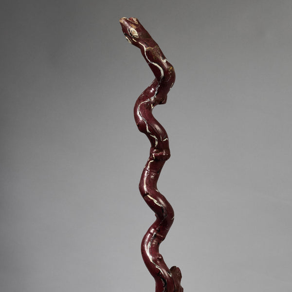 A UNIQUE SCULPTURAL TALL SNAKE TALISMAN FROM BURKINA FASO  ( No 6223)