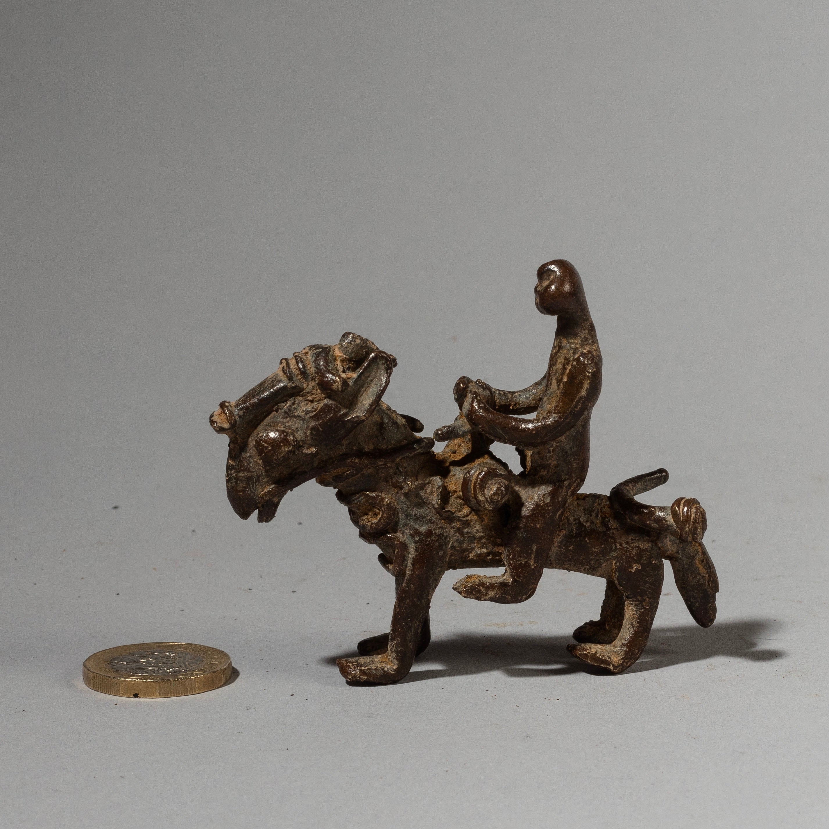 A UNIQUE HORSE + RIDER CHARM, SENOUFO TRIBE IVORY COAST ( No 2907 )