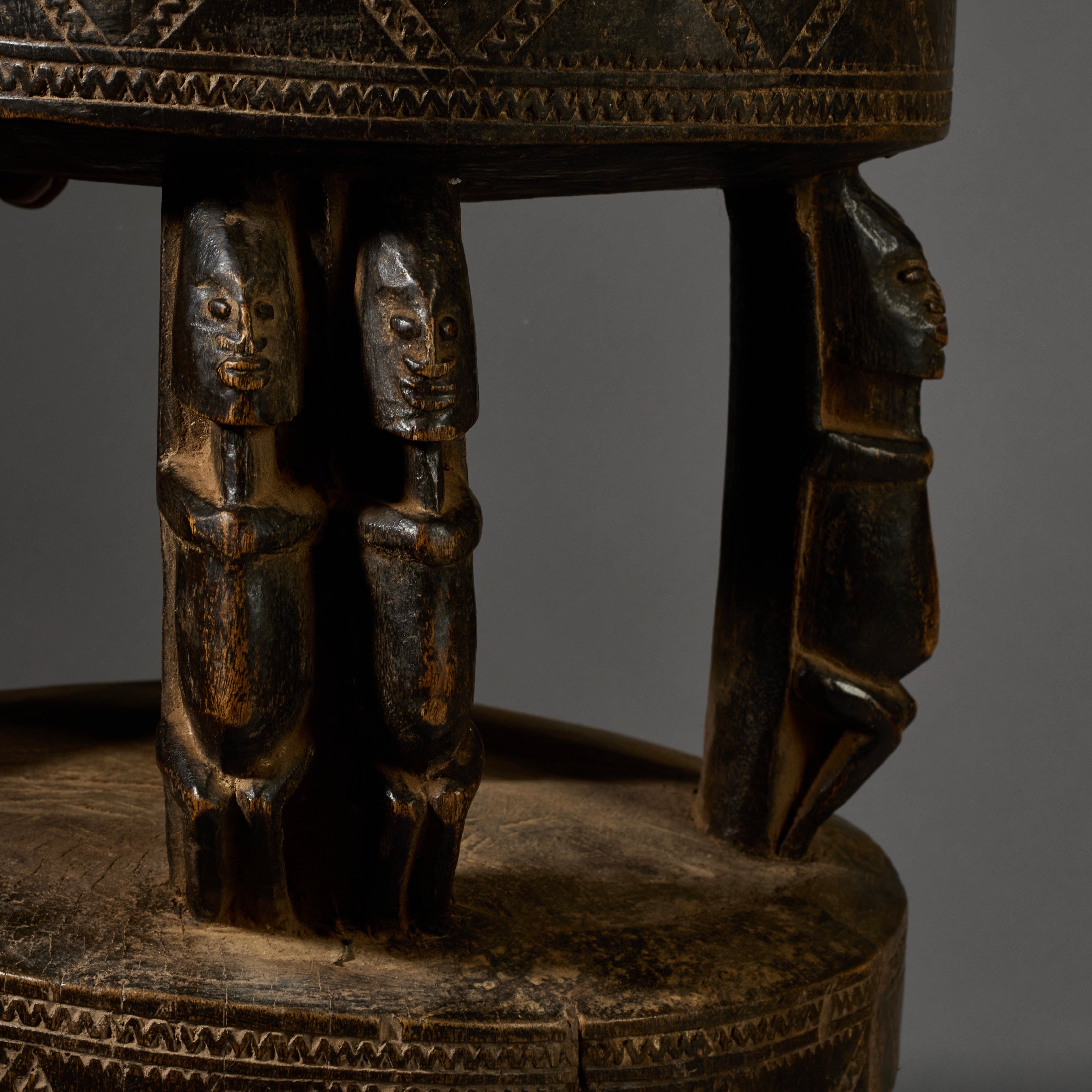 A LARGE ATTRACTIVE FIGURATIVE STOOL FROM THE DOGON TRIBE OF MALI WEST AFRICA( No 6283 )