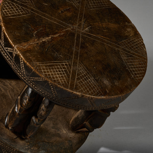 A LARGE ATTRACTIVE FIGURATIVE STOOL FROM THE DOGON TRIBE OF MALI WEST AFRICA( No 6283 )