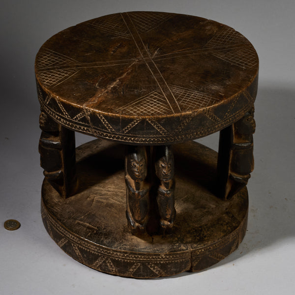 A LARGE ATTRACTIVE FIGURATIVE STOOL FROM THE DOGON TRIBE OF MALI WEST AFRICA( No 6283 )