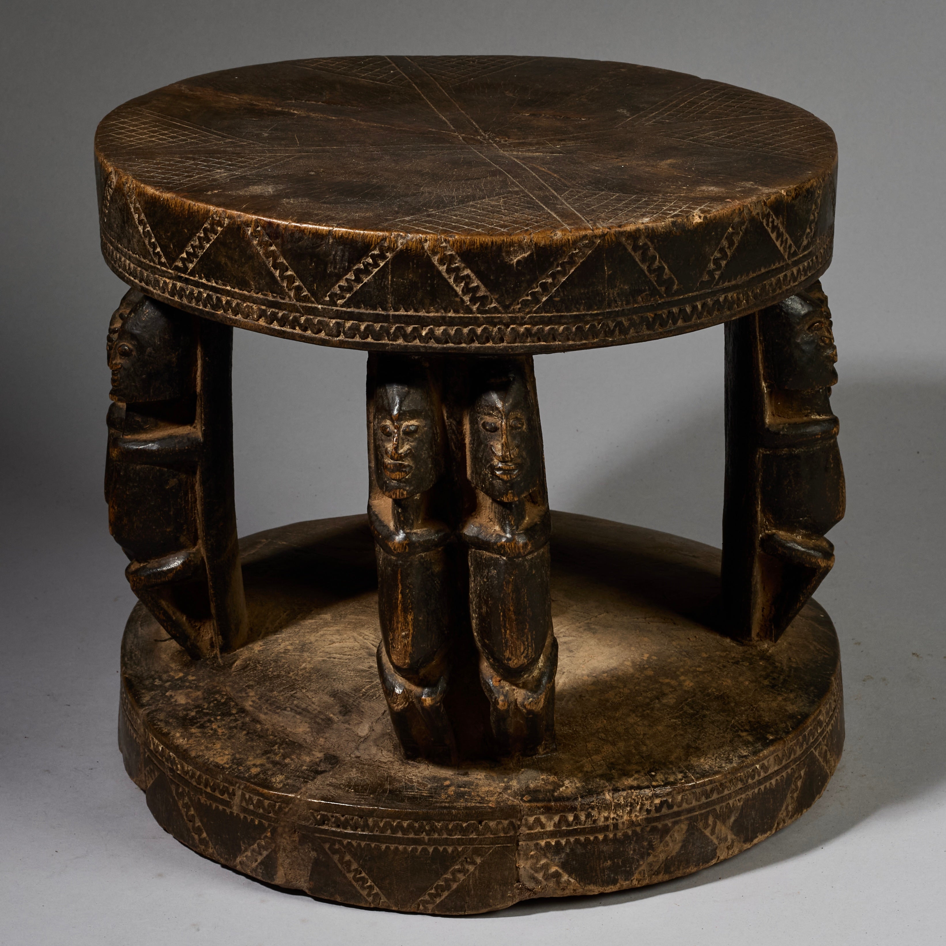 A LARGE ATTRACTIVE FIGURATIVE STOOL FROM THE DOGON TRIBE OF MALI WEST AFRICA( No 6283 )
