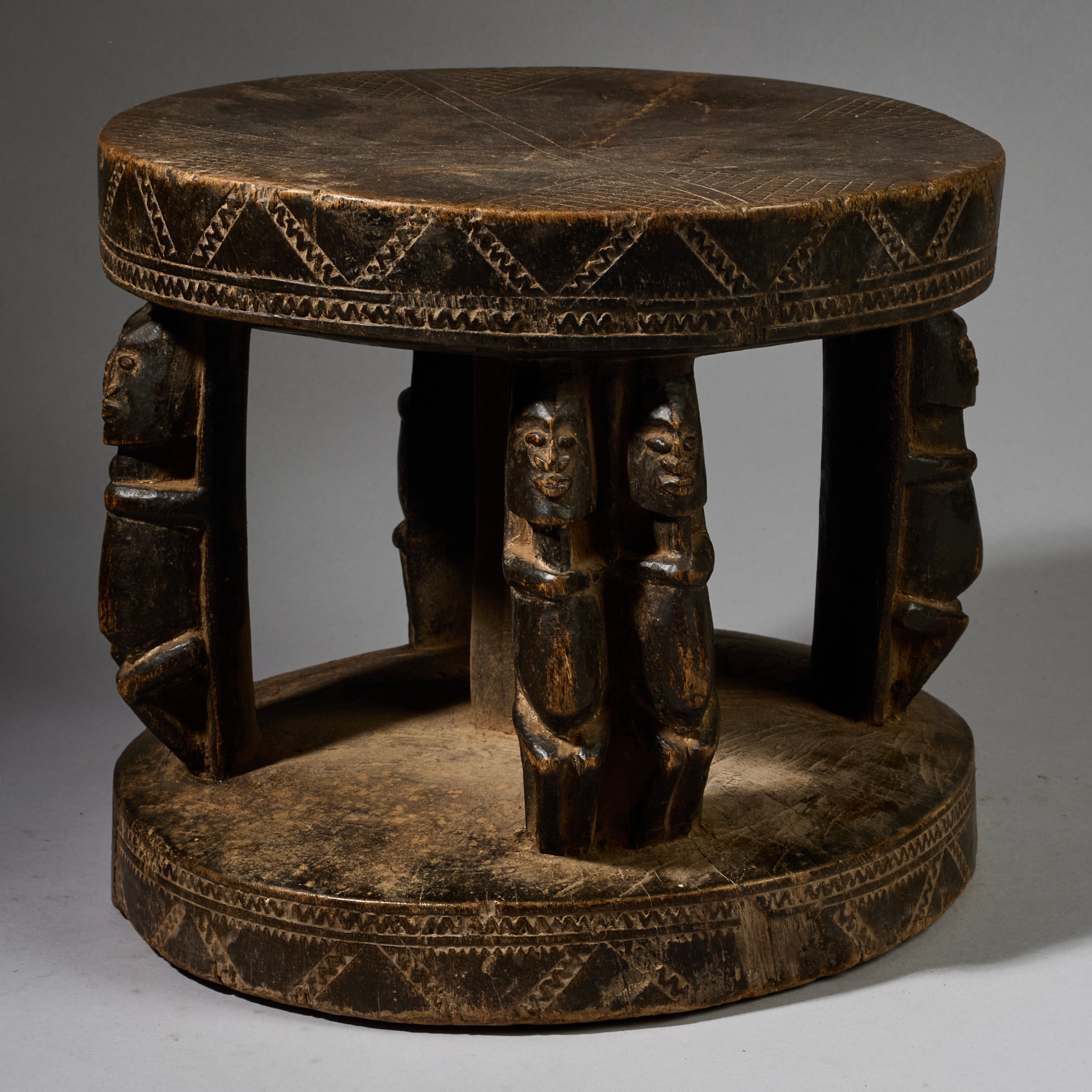 A LARGE ATTRACTIVE FIGURATIVE STOOL FROM THE DOGON TRIBE OF MALI WEST AFRICA( No 6283 )