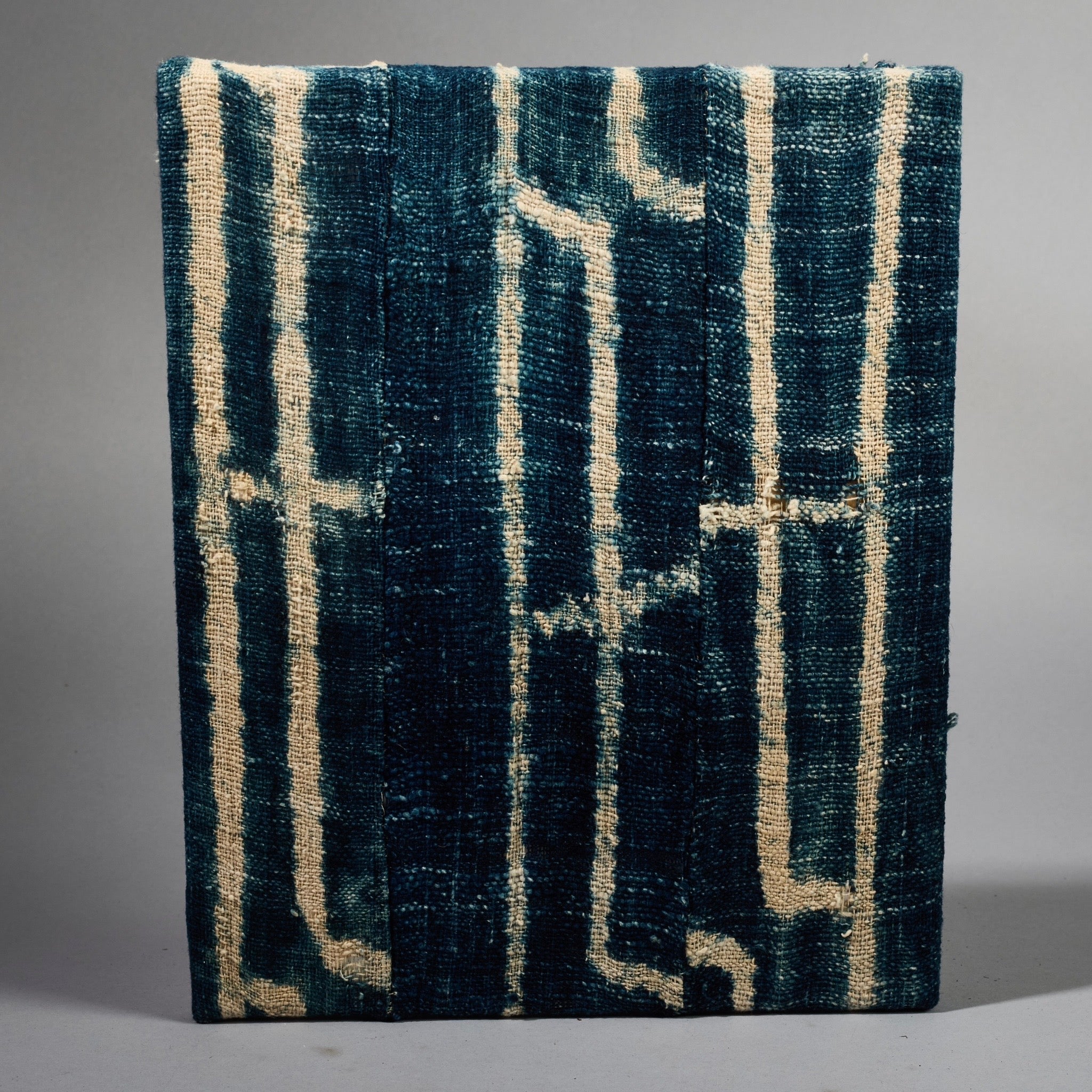 A SMALL NDOP INDIGO CLOTH MOUNTED FROM THE BAMILEKE TRIBE OF CAMEROON W.AFRICA( No 6210)