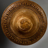 A VINTAGE LARGE WOVEN SUN HAT WITH DECORATIVE FLOURISH, FROM INDONESIA