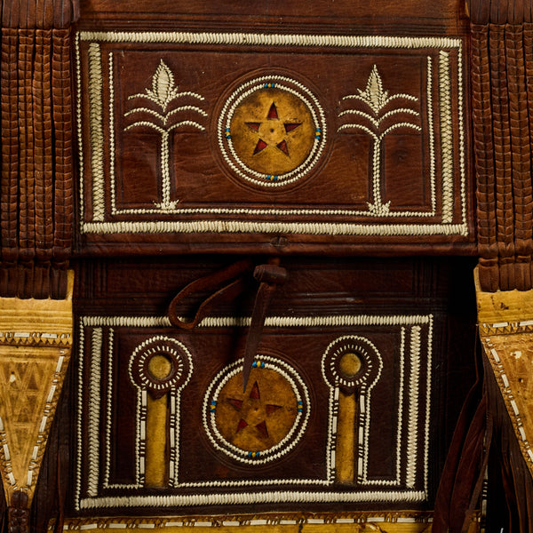A REFINED OLD LEATHER BAG WITH MAGICAL DECORATION, HAUSA TRIBE OF NIGERIA ( No 6289