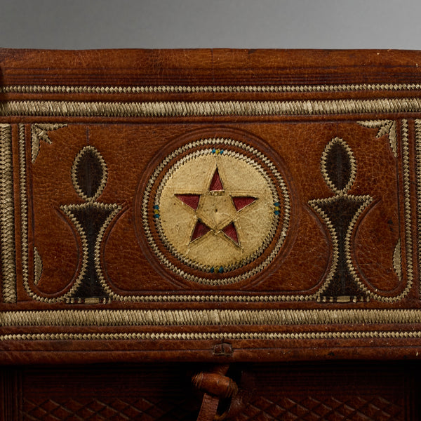 A OLD LEATHER BAG WITH MAGICAL DECORATION, HAUSA TRIBE OF NIGERIA ( No 6287)