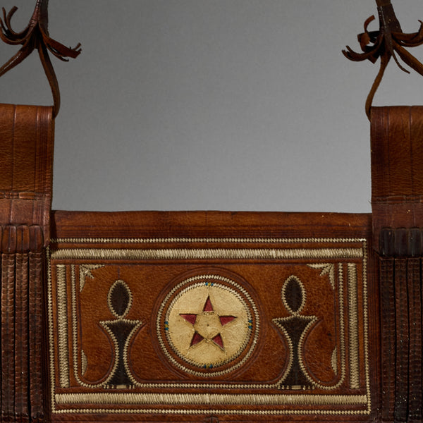 A OLD LEATHER BAG WITH MAGICAL DECORATION, HAUSA TRIBE OF NIGERIA ( No 6287)