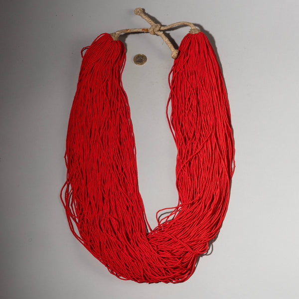 A THICK RED MULTISTRAND NECKLACE,  BAULE TRIBE IVORY COAST ( No 2912 )