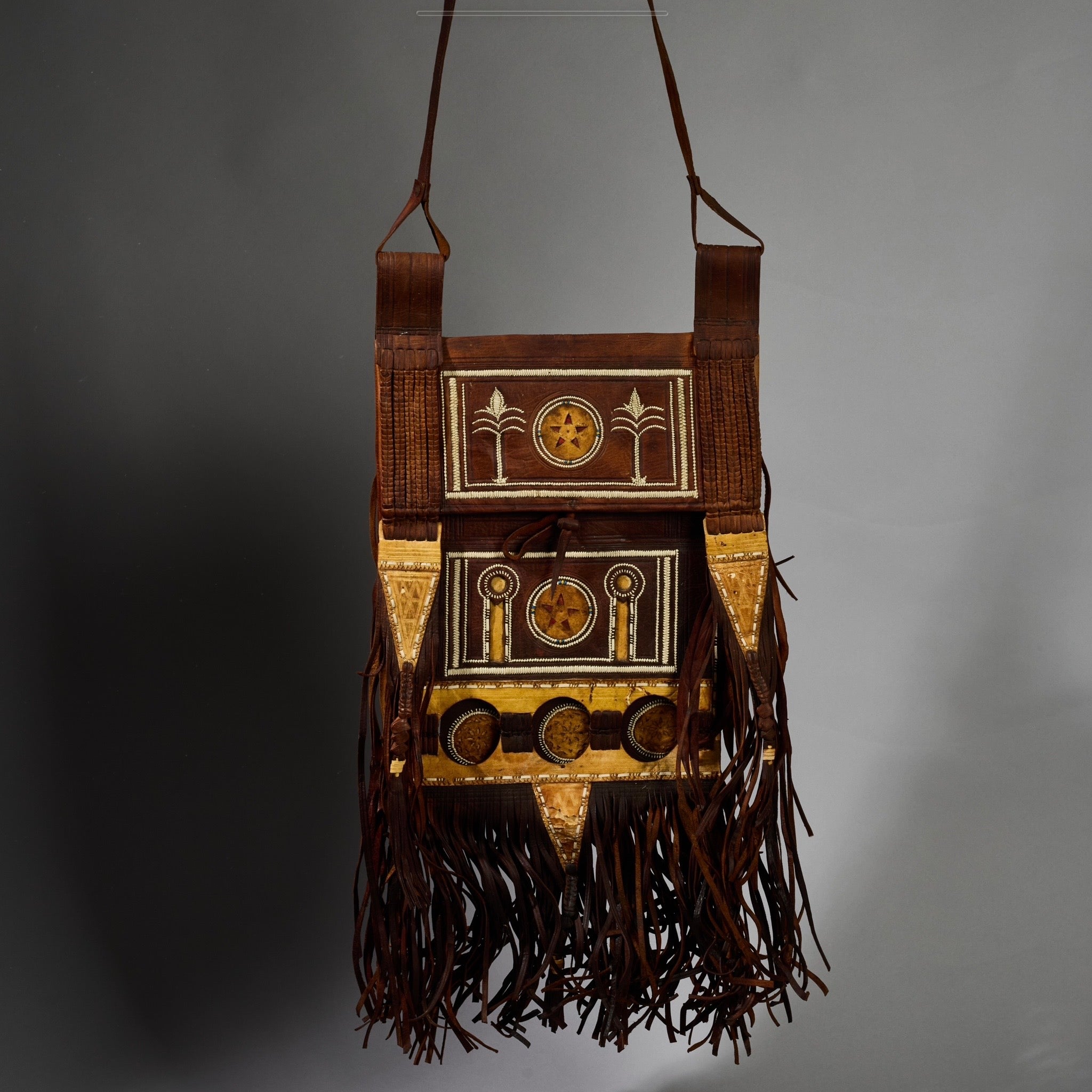 A REFINED OLD LEATHER BAG WITH MAGICAL DECORATION, HAUSA TRIBE OF NIGERIA ( No 6289