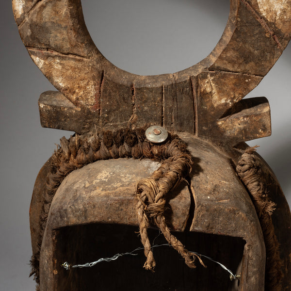 A BLACK + WHITE ANIMAL MASK FROM GHANA W.AFRICA ( No 2945 )