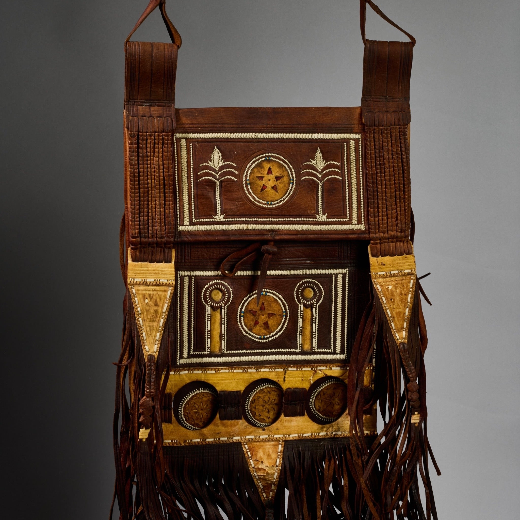 A REFINED OLD LEATHER BAG WITH MAGICAL DECORATION, HAUSA TRIBE OF NIGERIA ( No 6289