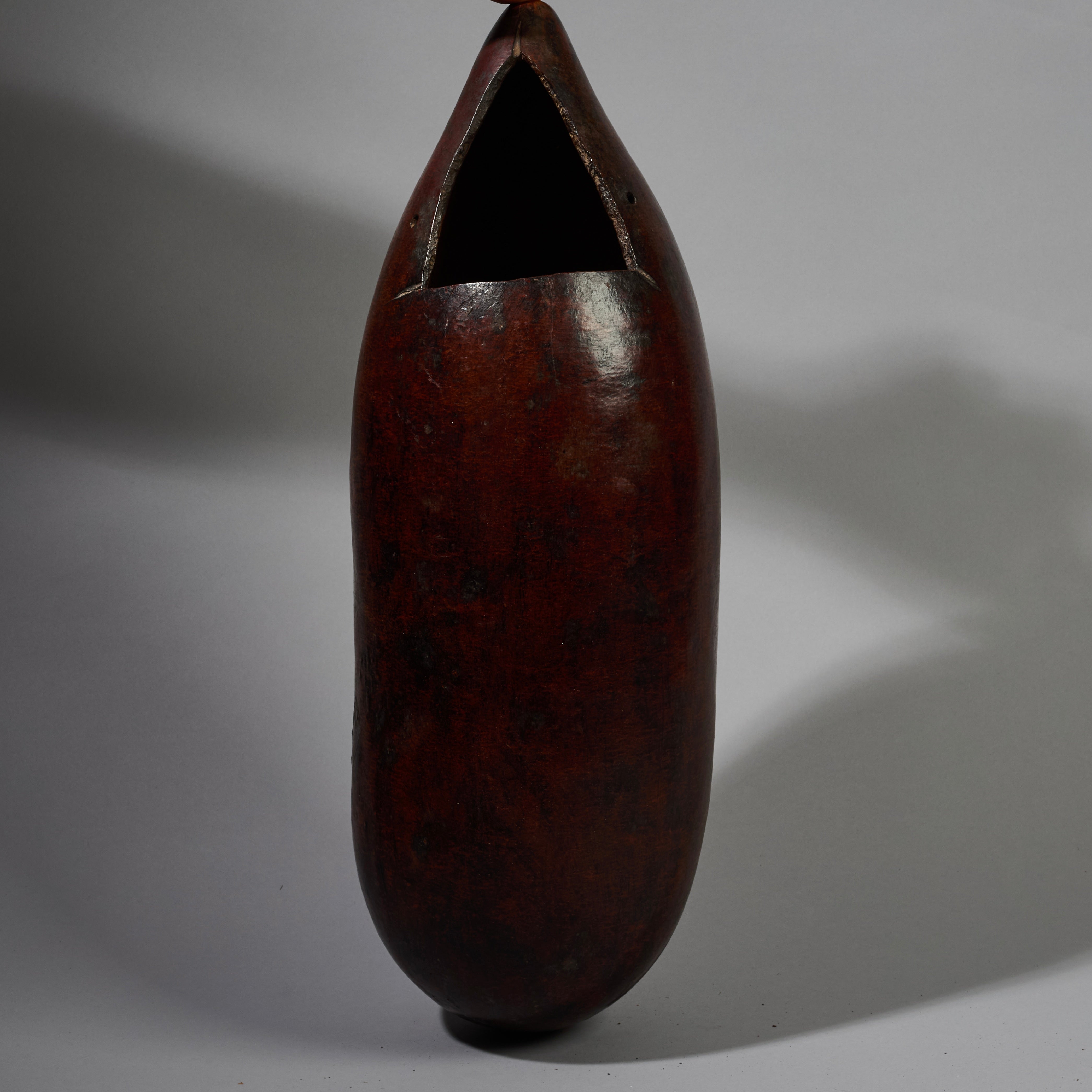 A LARGE UNUSUAL CALABASH CONTAINER FROM LOBI TRIBE OF BURKINA FASO NIGER ( No 6249)