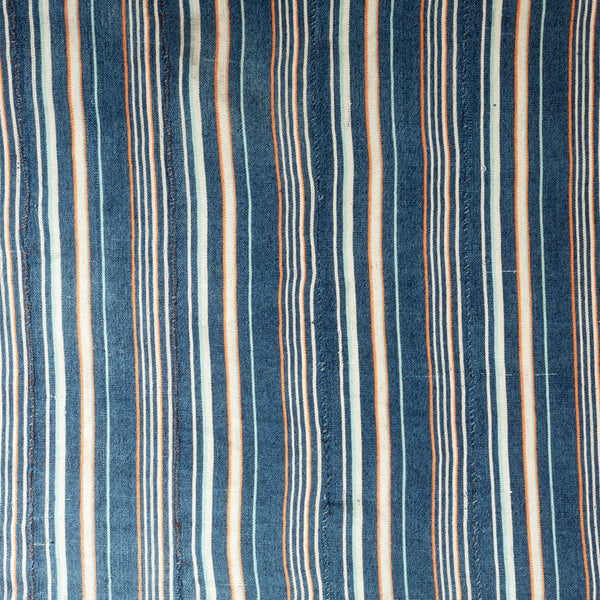 A PRETTY STRIPED INDIGO CLOTH FROM NORTHERN GHANA ( No 2960 )