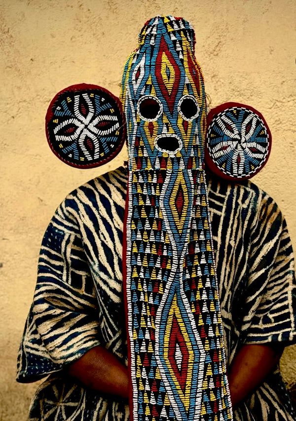 A WONDERFUL LARGE  BEADED ELEPHANT MASK, BAMILEKE TRIBE OF CAMEROON ( No 5082 )