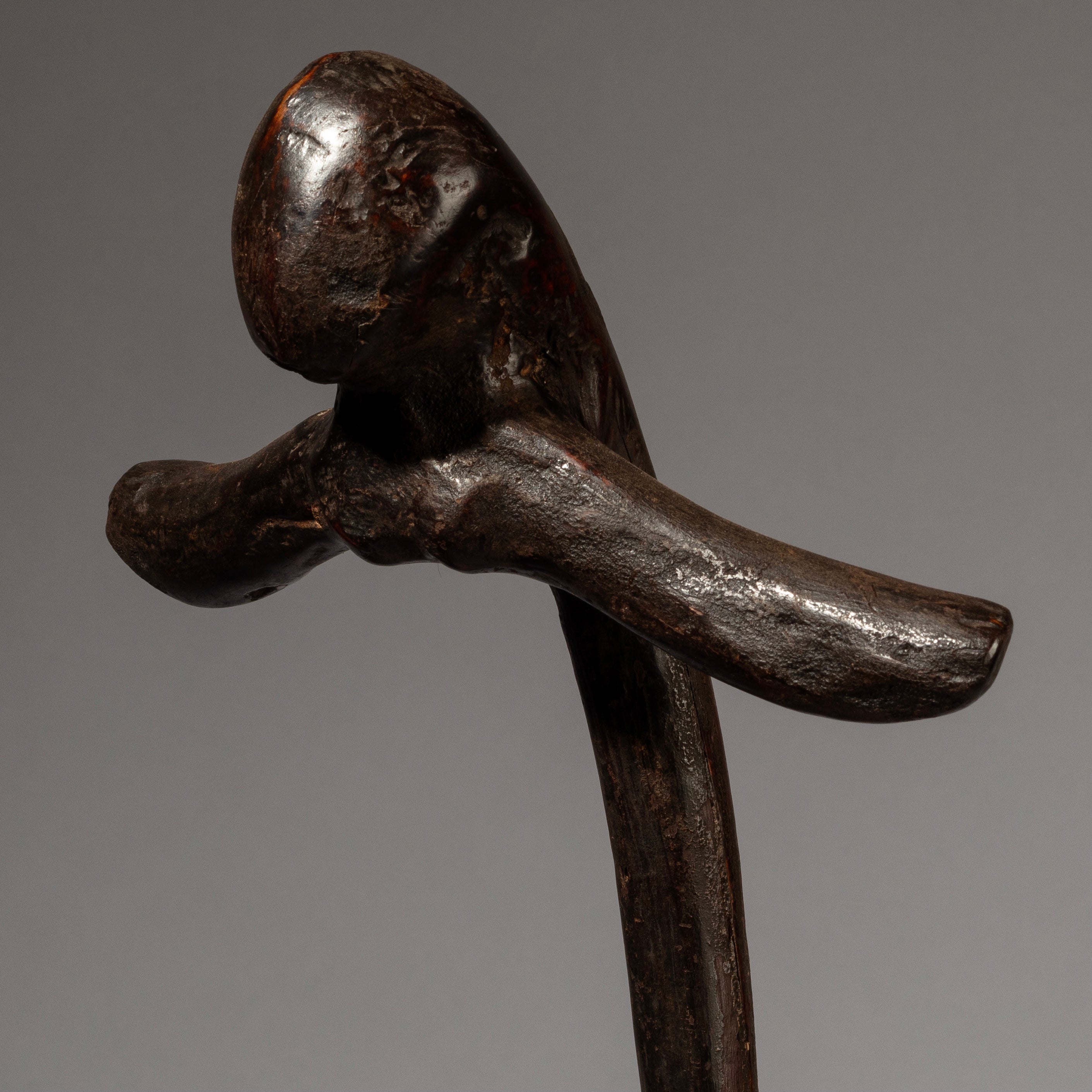 A SEMI ABSTRACT SCULPTURAL STAFF, PARE TRIBE OF TANZANIA ( No 2223)