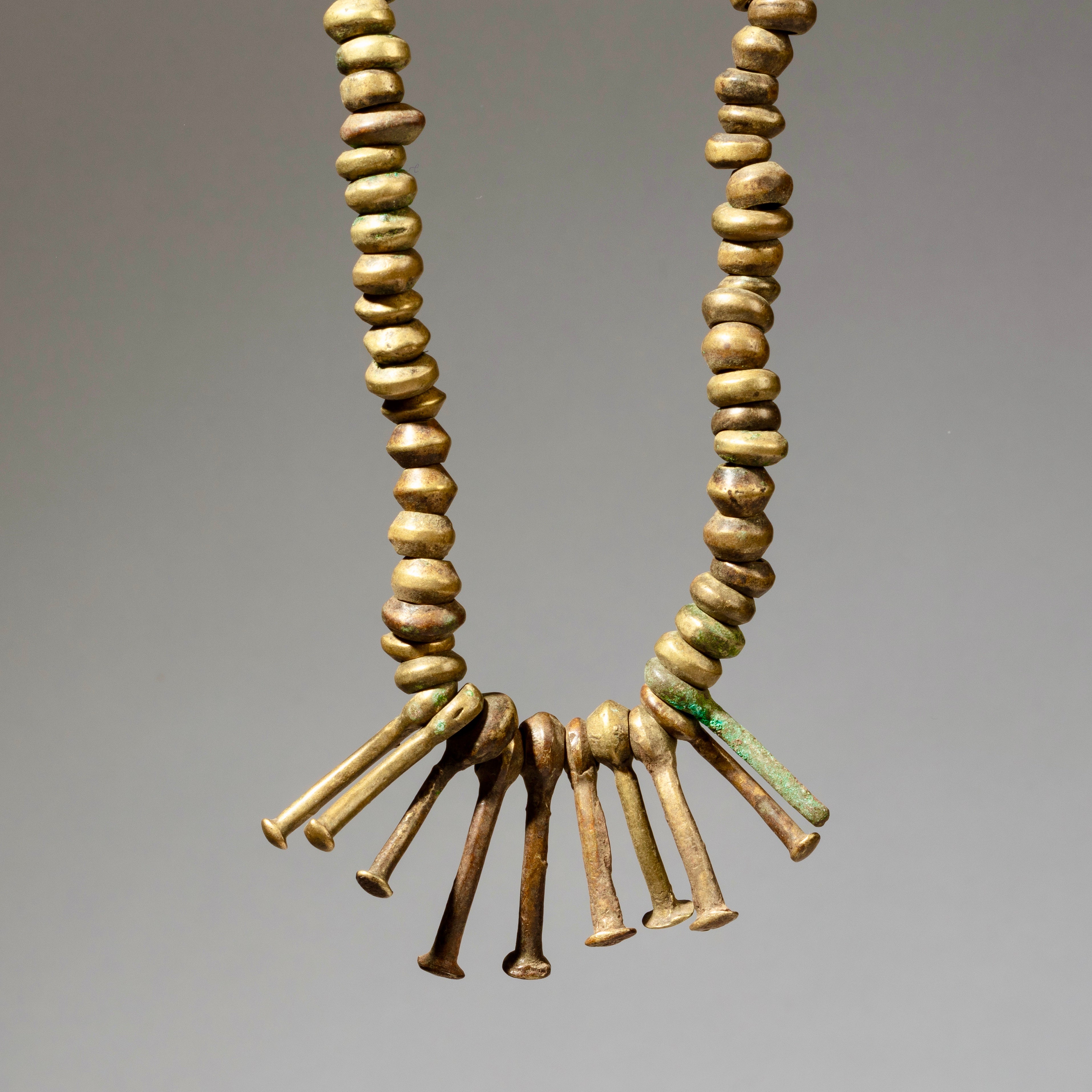 AN ANTIQUE BRASS TALISMANIC NECKLACE FROM KIRDI TRIBE OF CAMEROON ( No 2264)