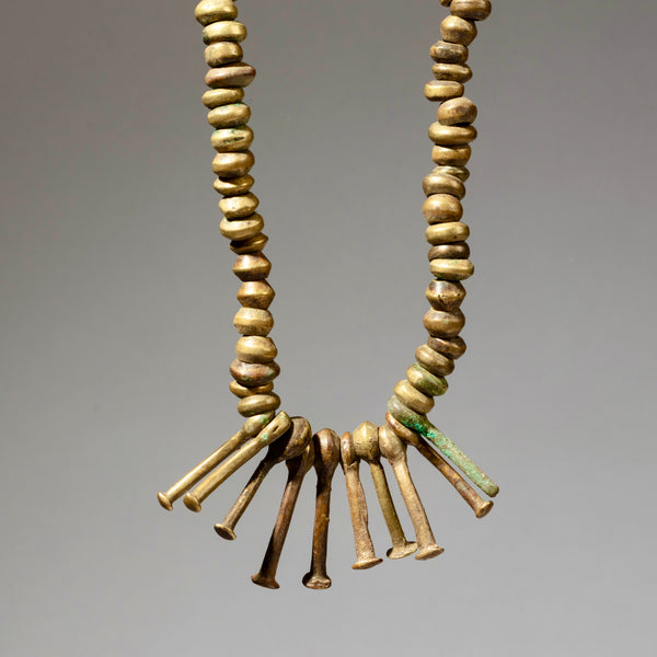 AN ANTIQUE BRASS TALISMANIC NECKLACE FROM KIRDI TRIBE OF CAMEROON ( No 2264)