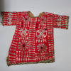 AN ARTISTIC DOUBLE SIDED RED BEADED SHIRT WITH NDOP TRIM, BAMILEKE TRIBE OF CAMEROON ( No 4100 )