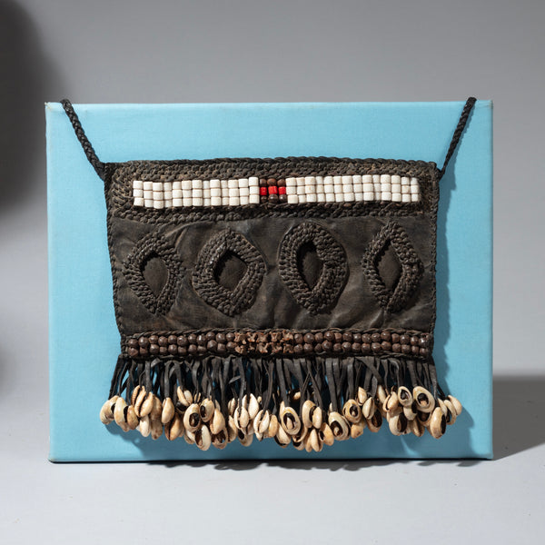 A SHAPELY + GRAPHIC BEAD LEATHER SKIRT MOUNTED, KENYA, EAST AFRICA ( No 4120)