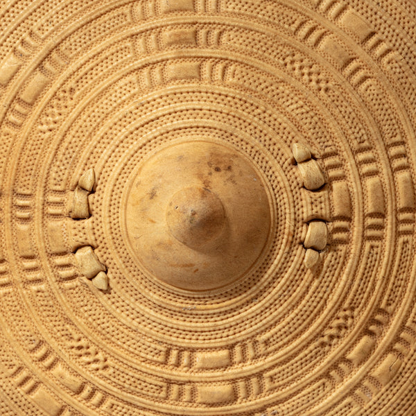 A NEATLY EMBOSSED +PAINTED LEATHER SHIELD, FROM SOMALIA, EAST AFRICA( No 4131 )
