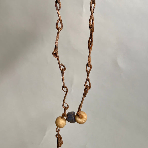 A DOGON ELDERS IRON + ANTIQUE BEAD NECKLACE FROM( No 2562)