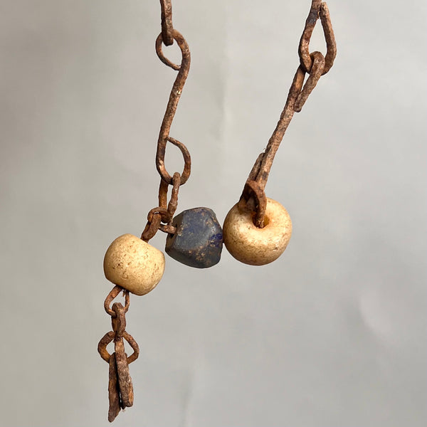 A DOGON ELDERS IRON + ANTIQUE BEAD NECKLACE FROM( No 2562)