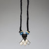 A LEATHER, SHELL+RESIN NECKLACE FROM TUAREG TRIBE OF NIGER W.AFRICA ( No 2327)