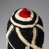 A GRAPHIC BLACK +WHITE WOVEN HAT, BAMILEKE TRIBE CAMEROON W.AFRICA ( No 2363)