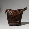 A LUSH  PATINATED ETHIOPIAN LEATHER HEADREST, WELL USED, GURAGE TRIBE, E AFRICA EX UK COLLECTION ( No 4150 )