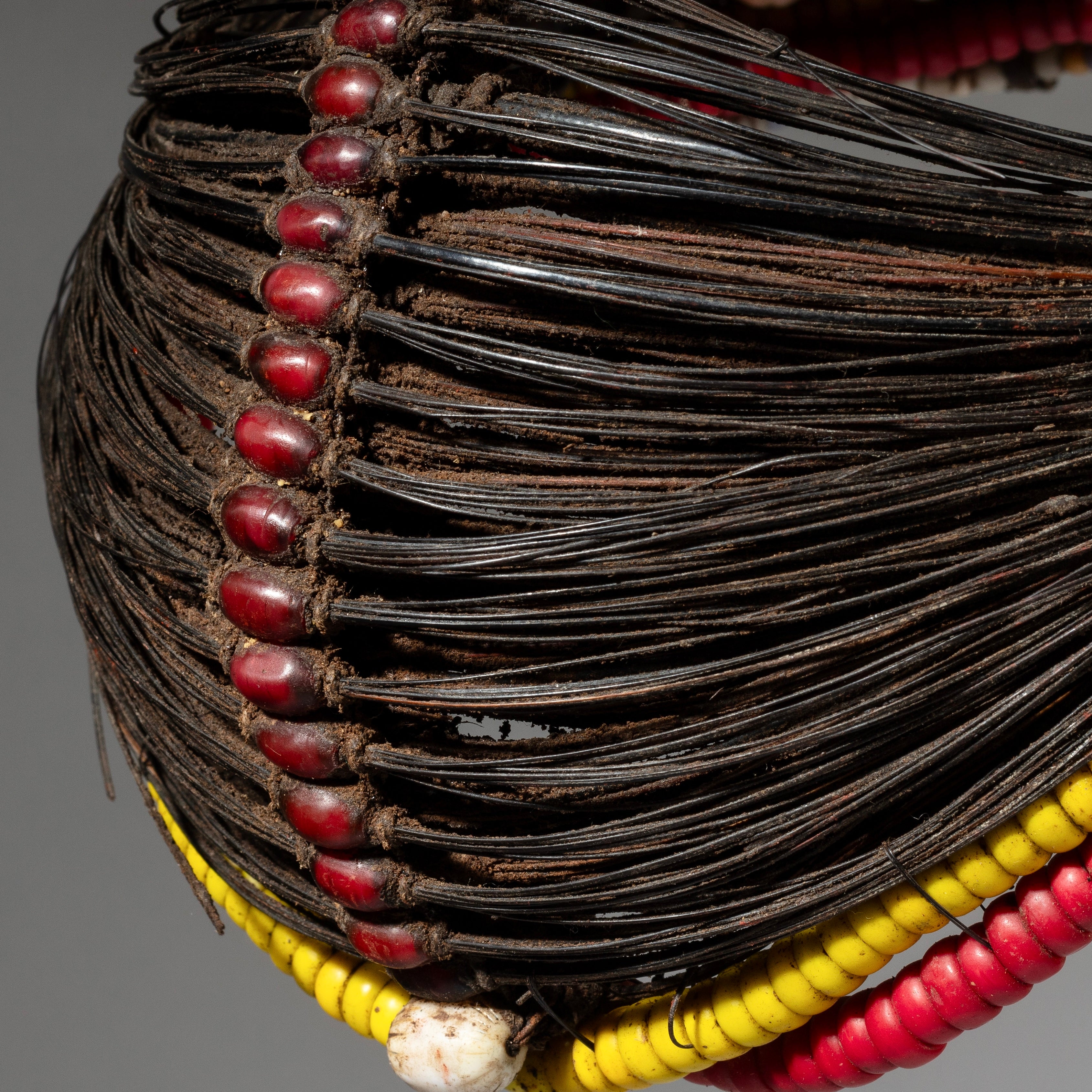 A TRADITIONAL BEAD +LEATHER COLLAR, SAMBURU TRIBE KENYA (No 4181 )