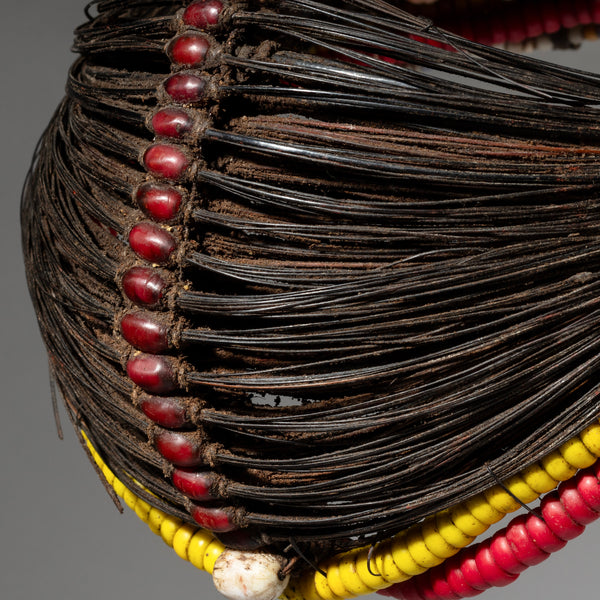 A TRADITIONAL BEAD +LEATHER COLLAR, SAMBURU TRIBE KENYA (No 4181 )